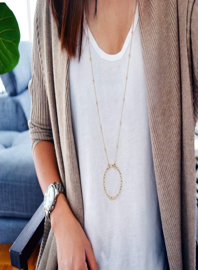 SOFYBJA 18K Gold Plated Circle Pendant Necklace Long Satellite Beaded Chain Jewelry for Women Dainty Hammered Karma Open Circle Charm Geometric Necklace - Image 2